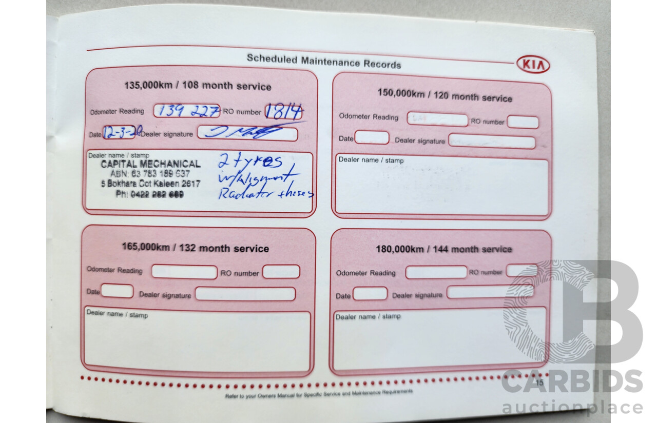 02/2006 Kia Cerato  FWD LD 4D Sedan Blue 2.0L