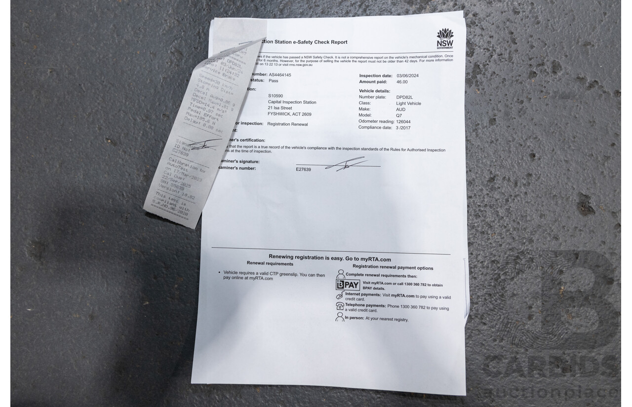 3/2017 Audi Q7 3.0 TDI Quattro (AWD) 4M 4d Wagon Florett Silver Metallic Turbo Diesel V6 3.0L - 7 Seater