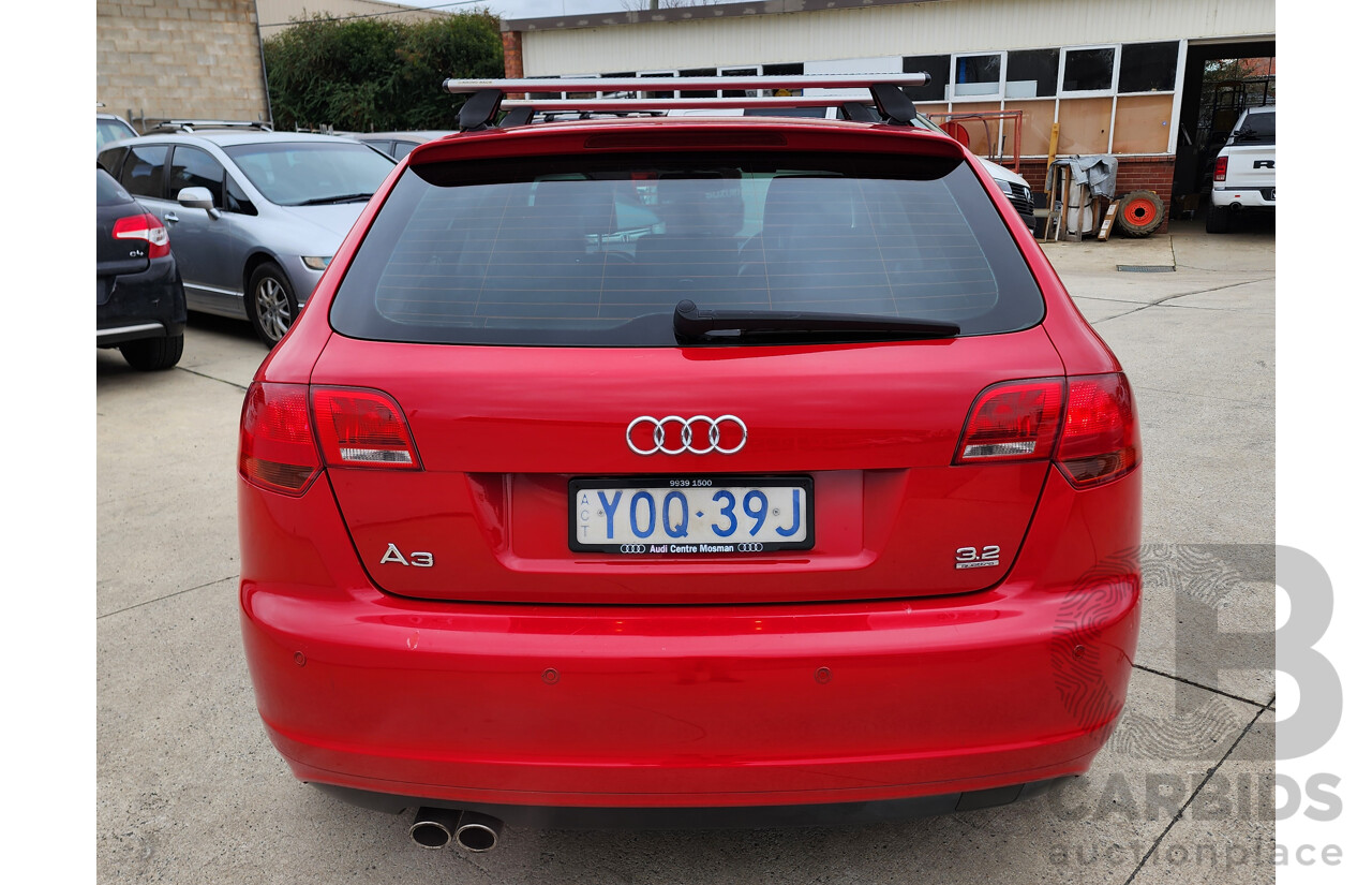04/2006 Audi A3 SPORTBACK 3.2 QUATTRO AMBITION AWD 8P 5D Hatchback Red 3.2L
