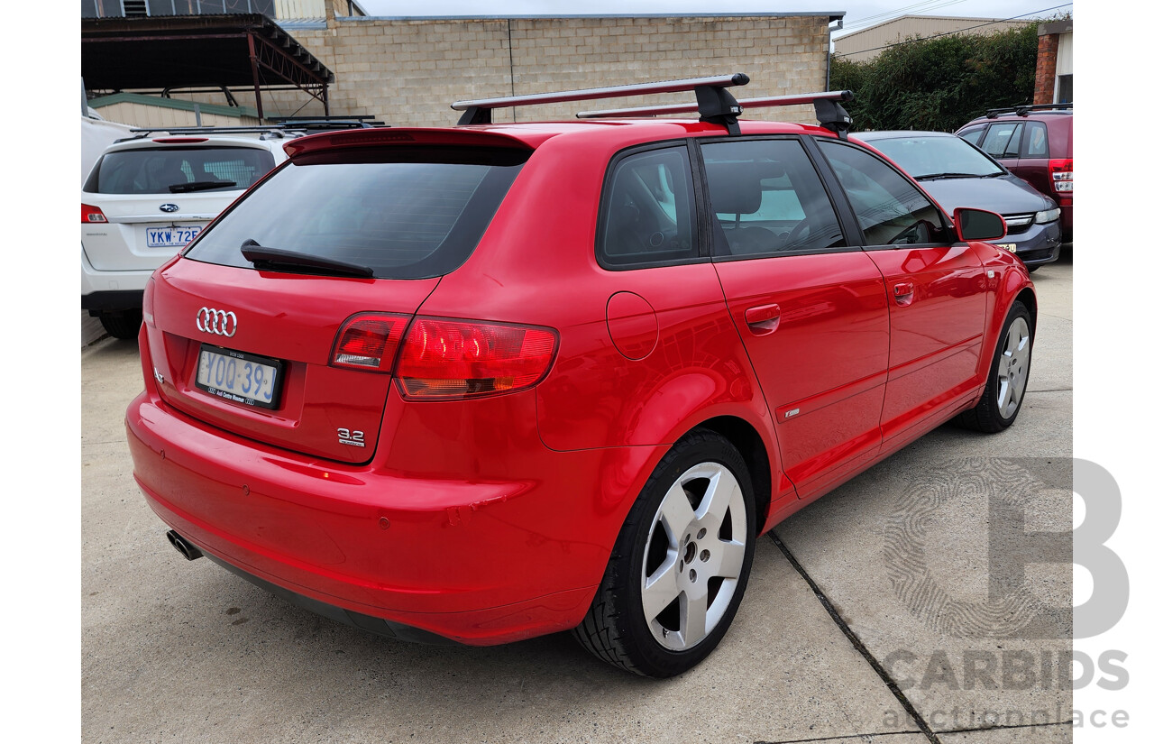 04/2006 Audi A3 SPORTBACK 3.2 QUATTRO AMBITION AWD 8P 5D Hatchback Red 3.2L
