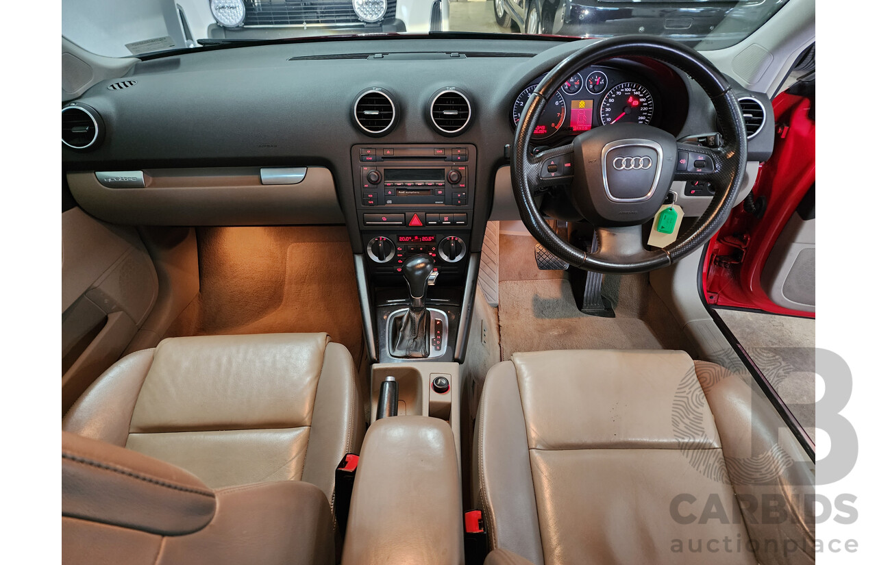 04/2006 Audi A3 SPORTBACK 3.2 QUATTRO AMBITION AWD 8P 5D Hatchback Red 3.2L