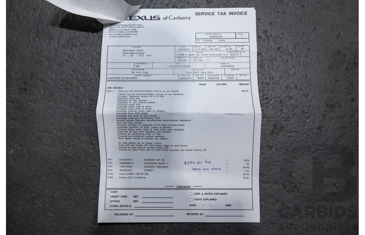 5/2013 Lexus CT 200h Hybrid F-Sport ZWA10R MY13 Upgrade 5d Hatchback Flame Blue Hybrid 1.8L