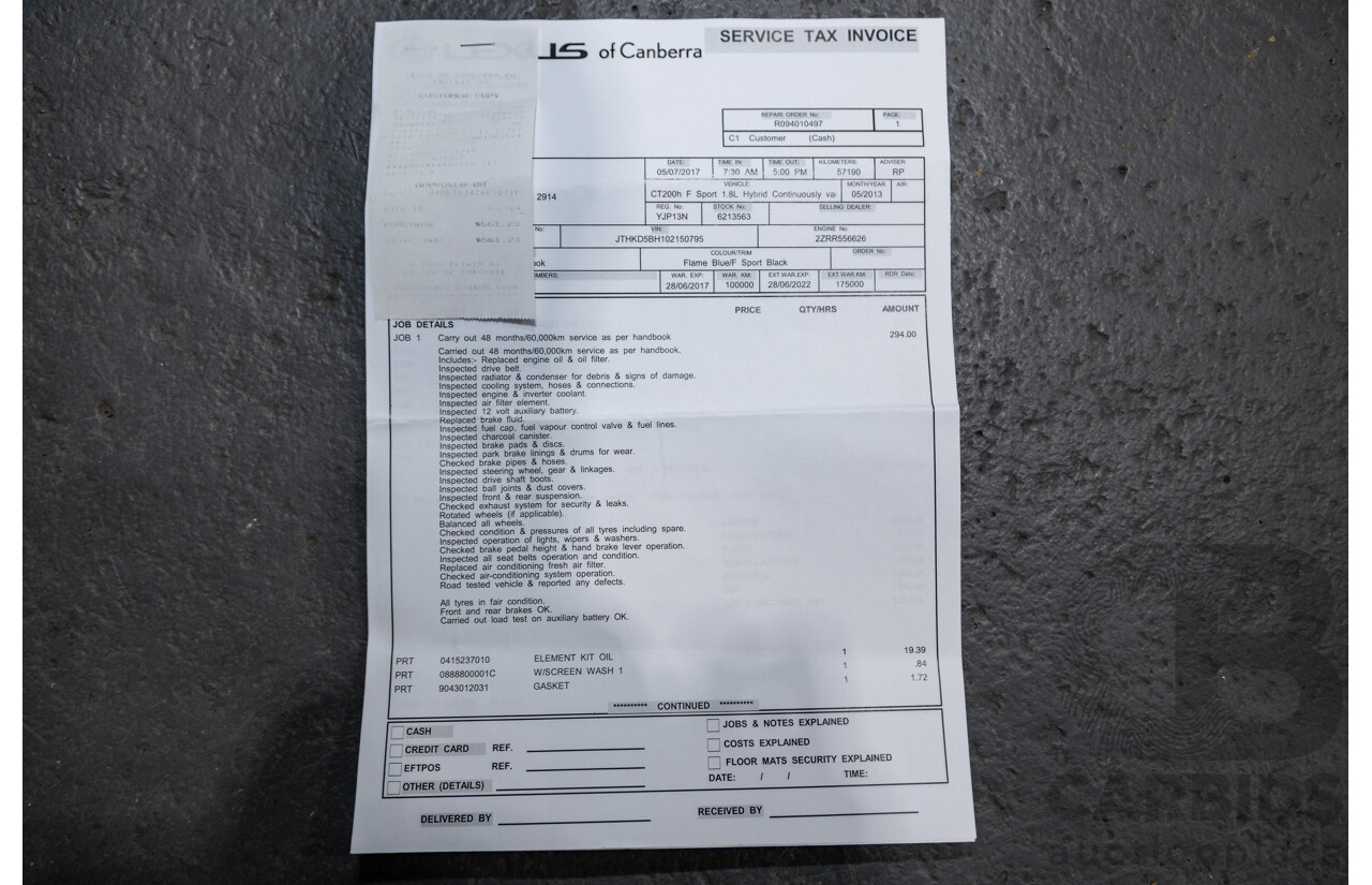 5/2013 Lexus CT 200h Hybrid F-Sport ZWA10R MY13 Upgrade 5d Hatchback Flame Blue Hybrid 1.8L