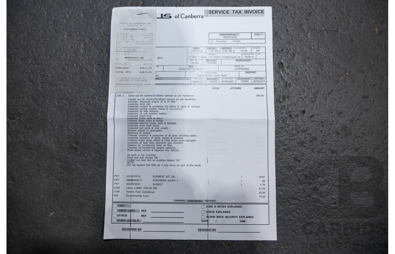 5/2013 Lexus CT 200h Hybrid F-Sport ZWA10R MY13 Upgrade 5d Hatchback Flame Blue Hybrid 1.8L