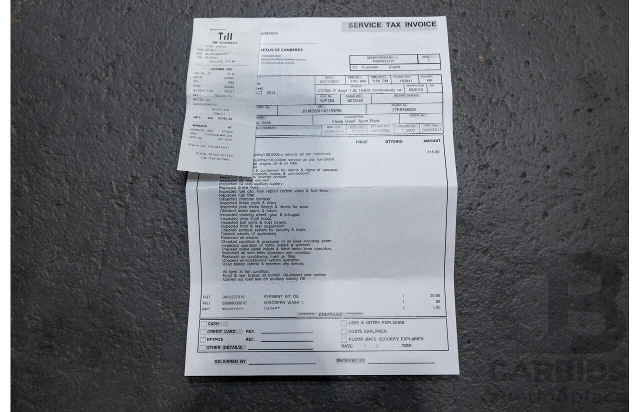 5/2013 Lexus CT 200h Hybrid F-Sport ZWA10R MY13 Upgrade 5d Hatchback Flame Blue Hybrid 1.8L