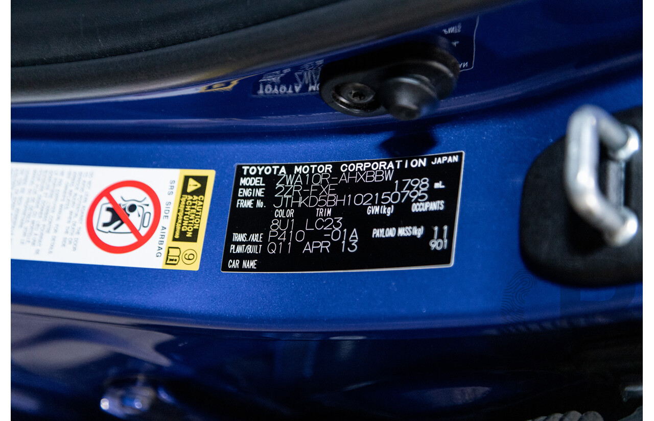 5/2013 Lexus CT 200h Hybrid F-Sport ZWA10R MY13 Upgrade 5d Hatchback Flame Blue Hybrid 1.8L