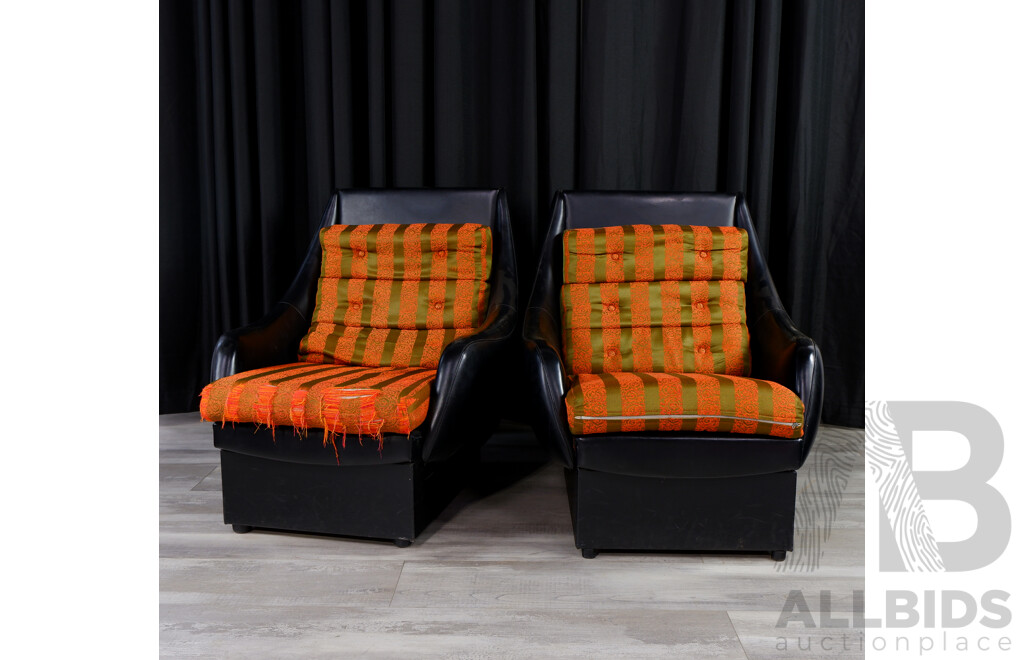 Pair of Retro Vinyl Lounge Chairs