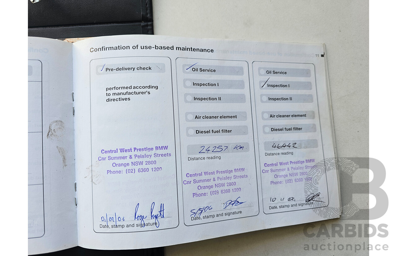 8/2003 Bmw X5 3.0d E53 4d Wagon White 2.9L