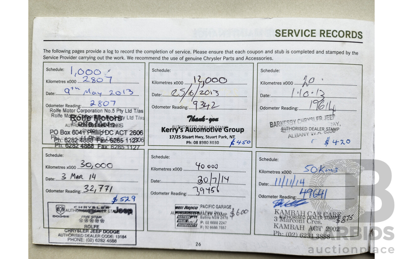 03/2013 Jeep Grand Cherokee LAREDO (4x4) AWD WK 4D Wagon Red 3.0L