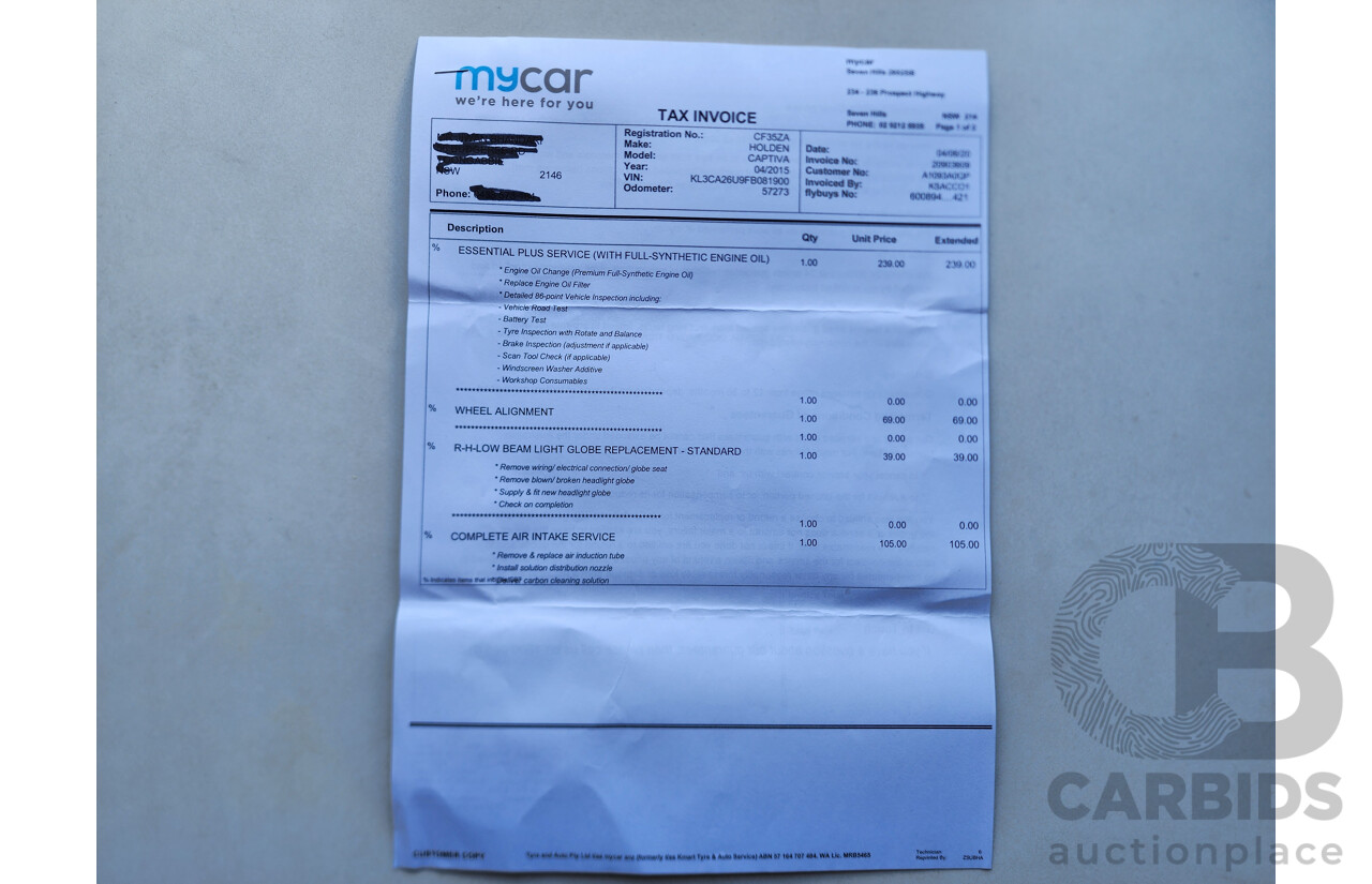 09/2015 Holden Captiva 7 LS ACTIVE (FWD) FWD CG MY15 4D Wagon Grey 2.4L