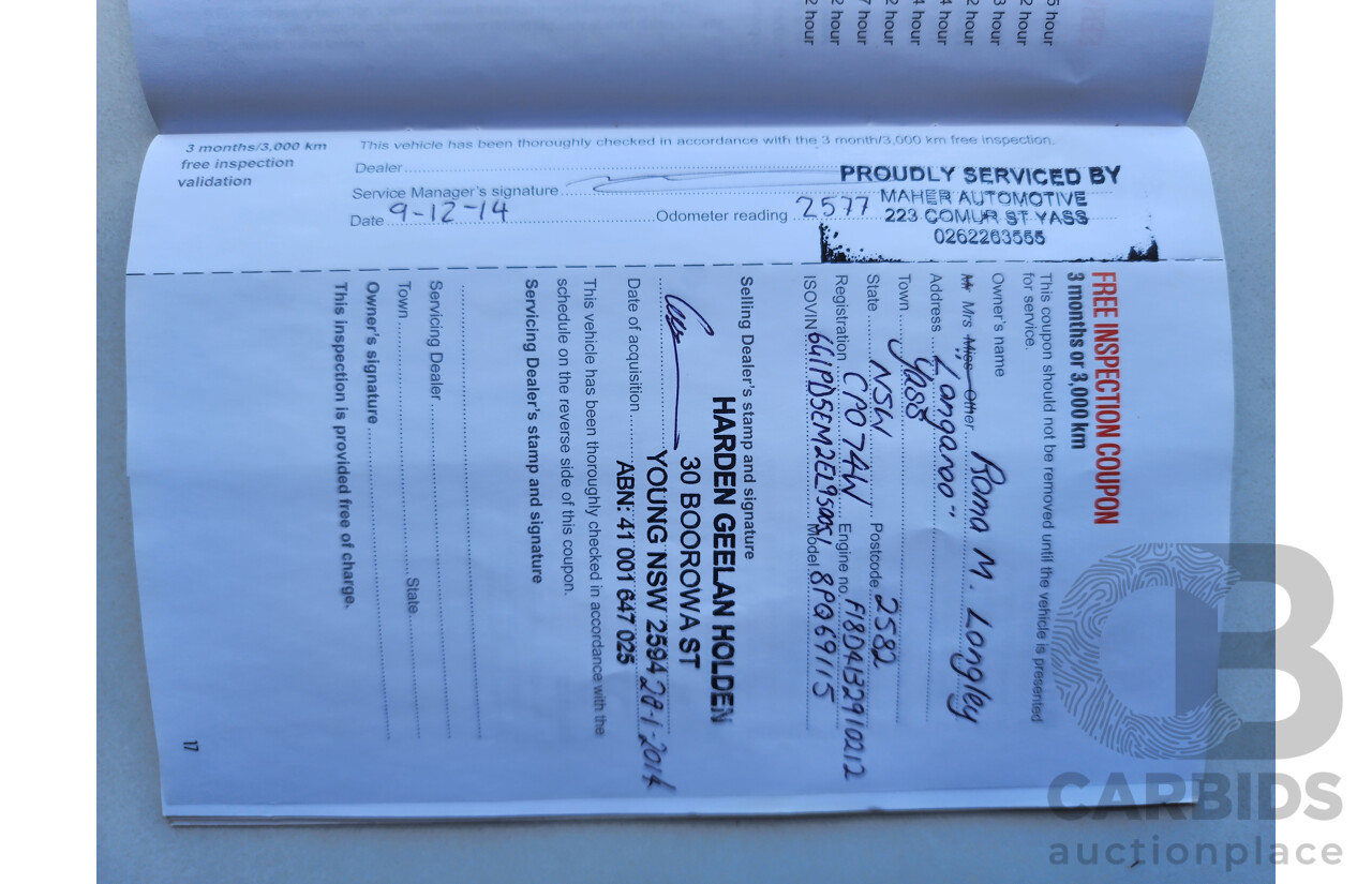 12/2013 Holden Cruze CD FWD JH MY13 4D Sedan Blue 1.8L