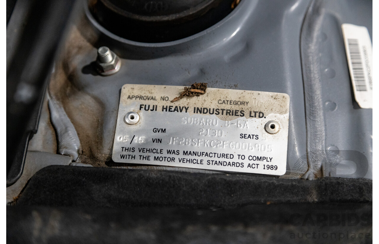 5/2015 Subaru Outback 3.6R Premium MY15 (AWD) 4d Wagon Platinum Grey Metallic 3.6L