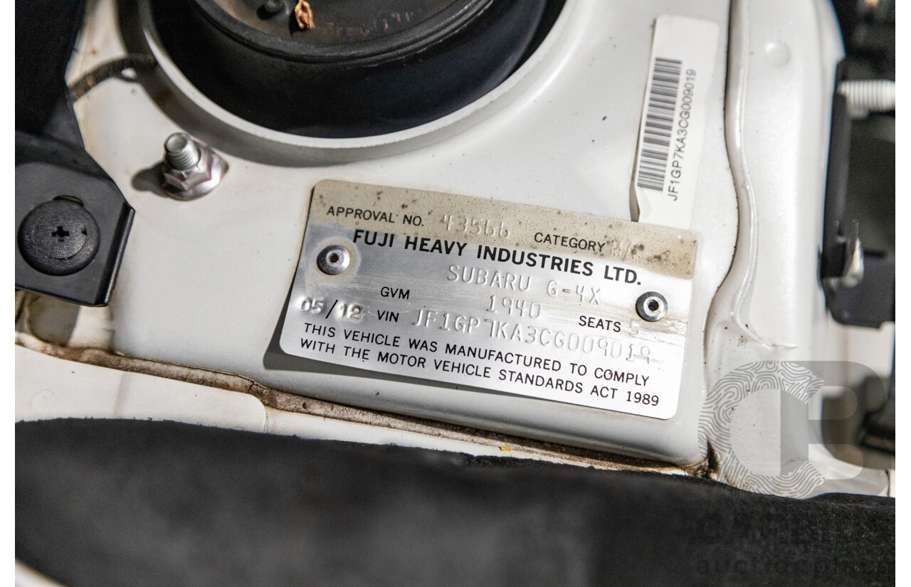 3/2012 Subaru XV 2.0i (AWD) MY13 4d Wagon White 2.0L