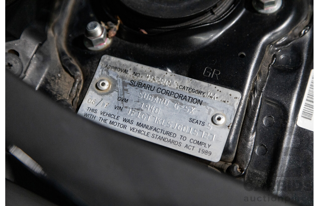 6/2017 Subaru XV 2.0i-S (AWD) G5X 4d Wagon Crystal Black 2.0L