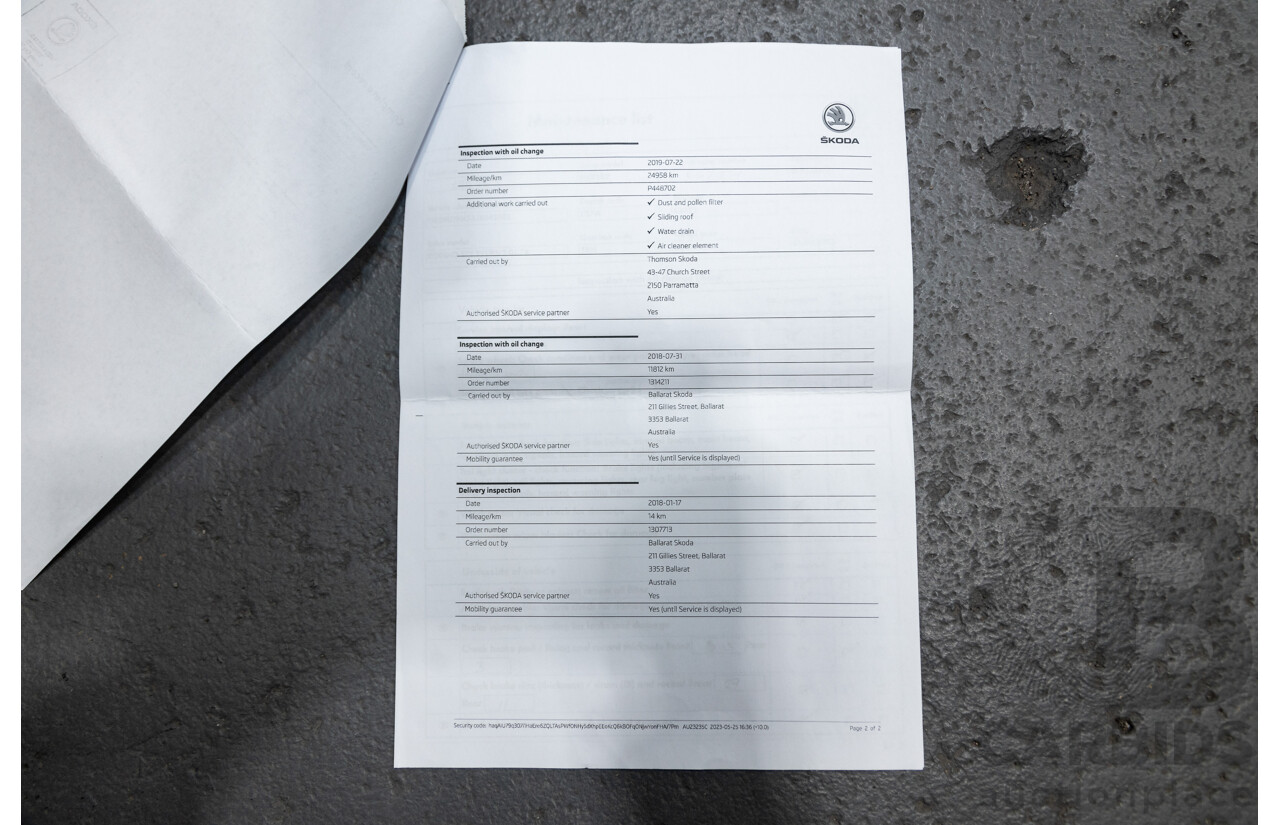 01/2018 Skoda Kodiaq 132TSI (4x4) NS MY18 4d Wagon Black Magic Pearl Turbo 2.0L - 7 Seater