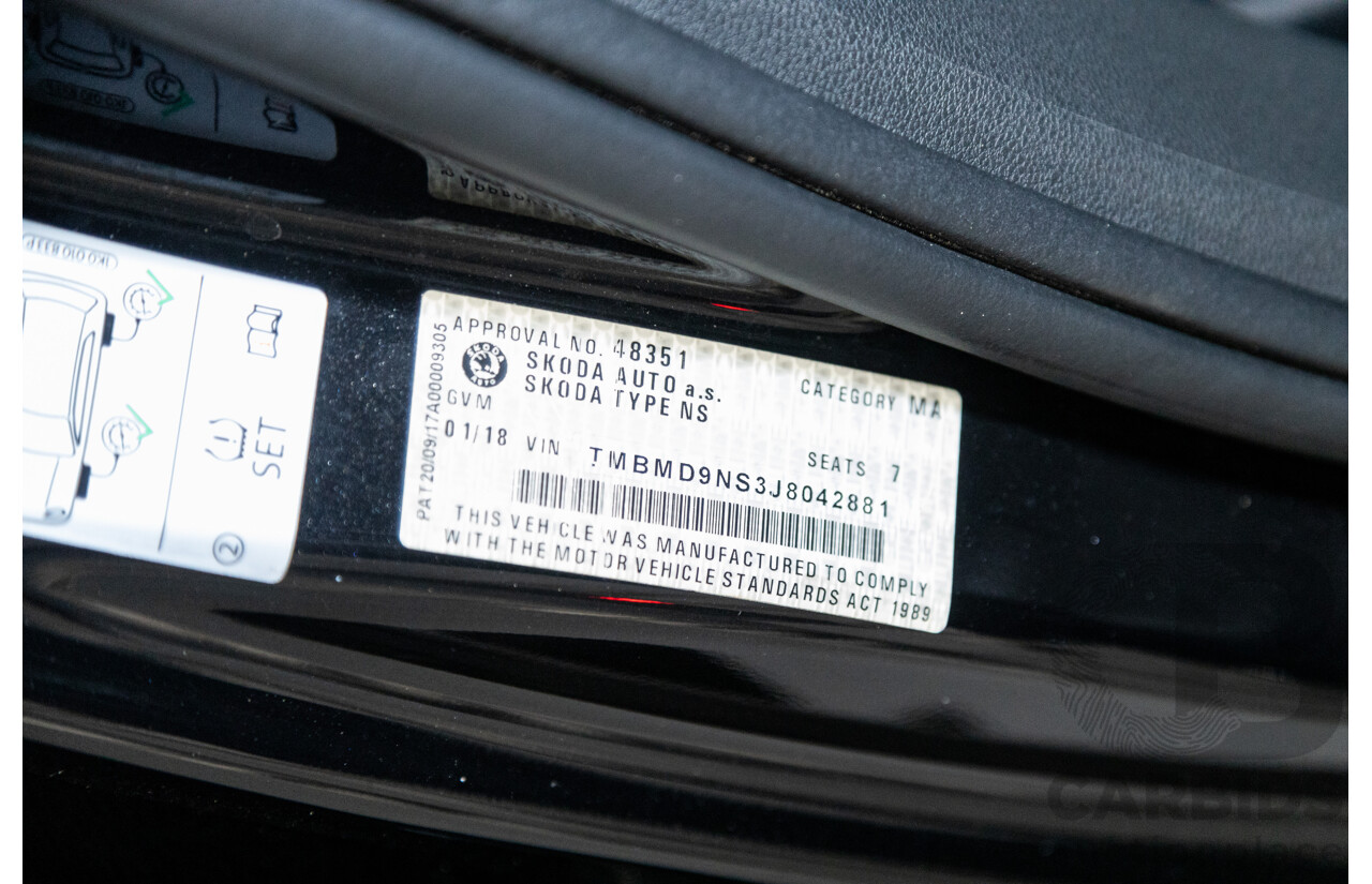 01/2018 Skoda Kodiaq 132TSI (4x4) NS MY18 4d Wagon Black Magic Pearl Turbo 2.0L - 7 Seater