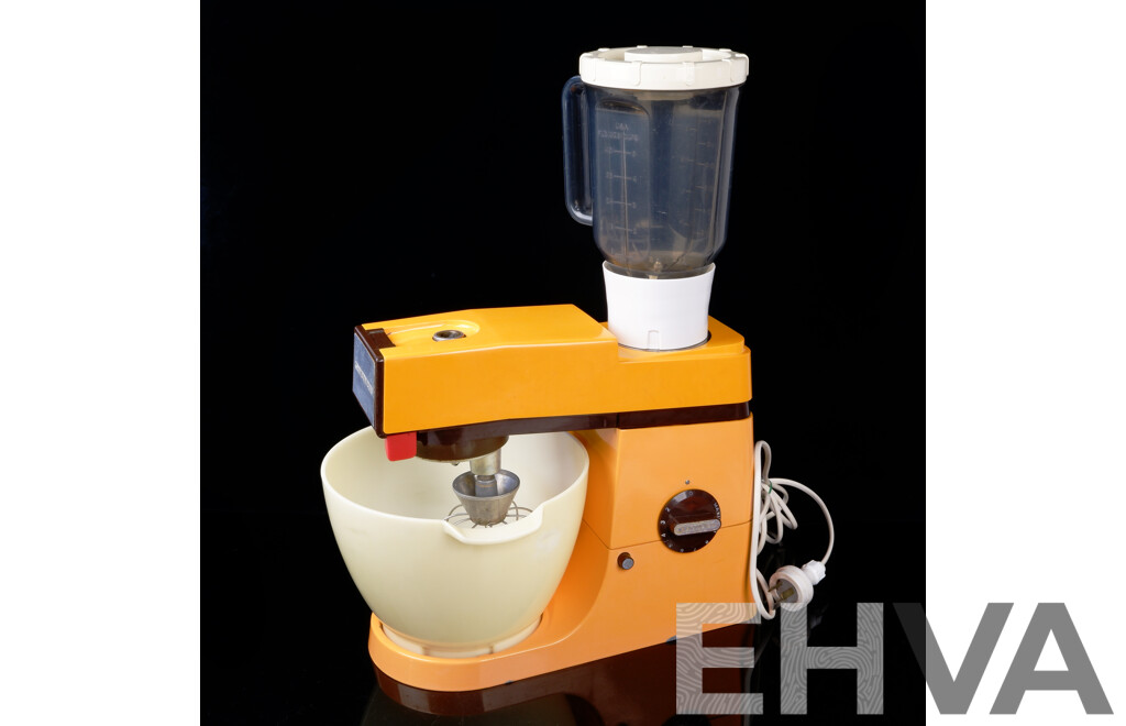 Vintage Kenwood Chef in Limited Edition Burnt Orange Colour, with Blender, Mixing Bowl and Whisk Attachment