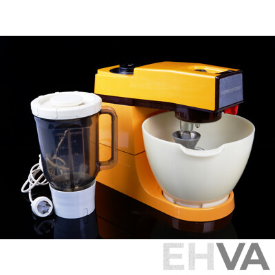 Vintage Kenwood Chef in Limited Edition Burnt Orange Colour, with Blender, Mixing Bowl and Whisk Attachment