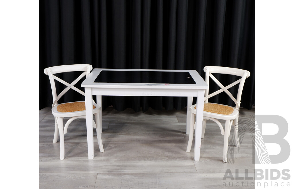 Painted Child's Table with Two Chairs