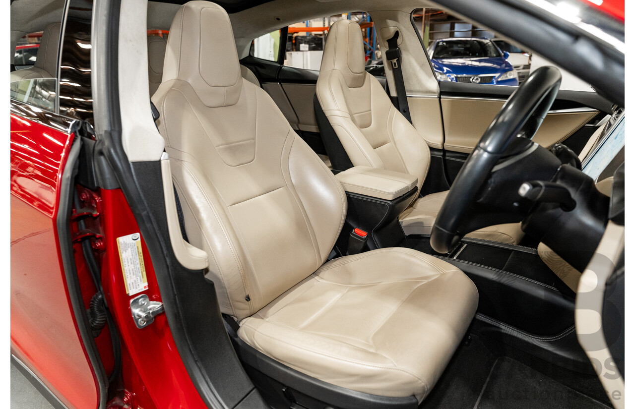 7/2015 Tesla Model S P85D (AWD) 4d Hatchback Prestige Red Dedicated Electric with Performance Mode