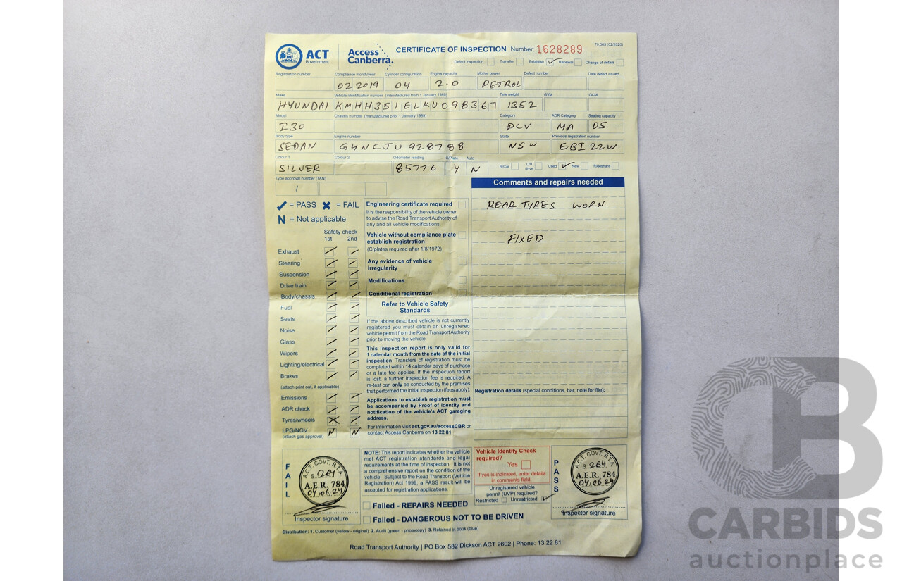 02/2019 Hyundai i30 GO PD MY19 4d Hatch Typhoon Silver Metallic 2.0L