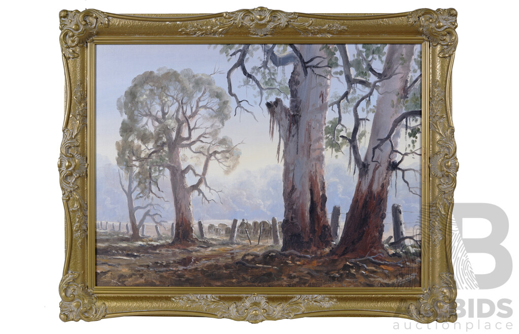 Ernest Trembath (born 1943), Round Up Time, Oil on Canvas on Board