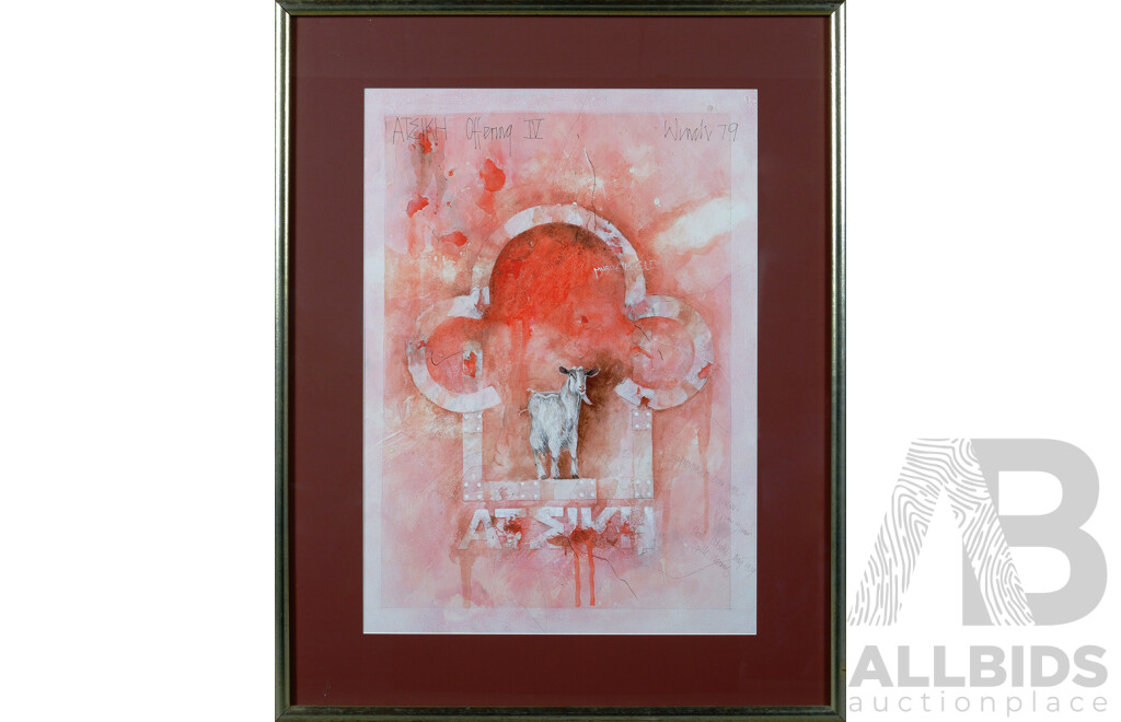 John Winch (20th Century, American-Australian,1944-2007), Offering Atsiki IV 1979, Mixed Media & Collage on Paper