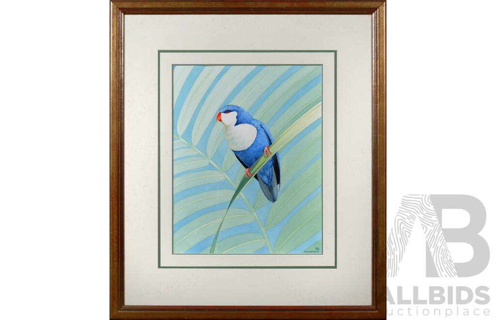 Blake Twigden (20th Century, New ZealnderBorn 1945-), Tahitian Lory/Blue Lorikeet, 1990, Watercolour