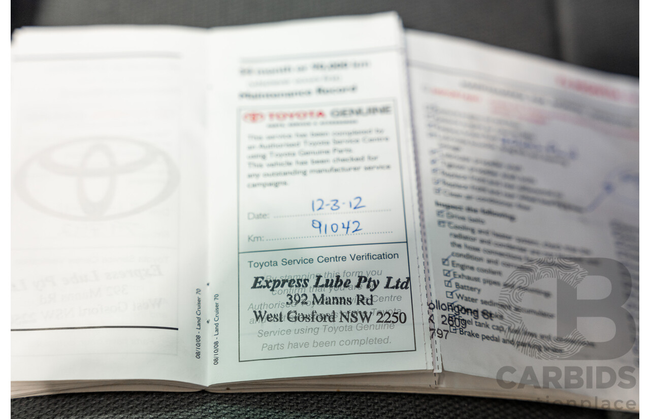 1/2009 Toyota Landcruiser GXL (4x4) VDJ76R 09 Upgrade 4d Wagon White Turbo Diesel V8 4.5L