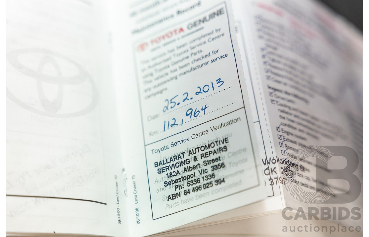 1/2009 Toyota Landcruiser GXL (4x4) VDJ76R 09 Upgrade 4d Wagon White Turbo Diesel V8 4.5L