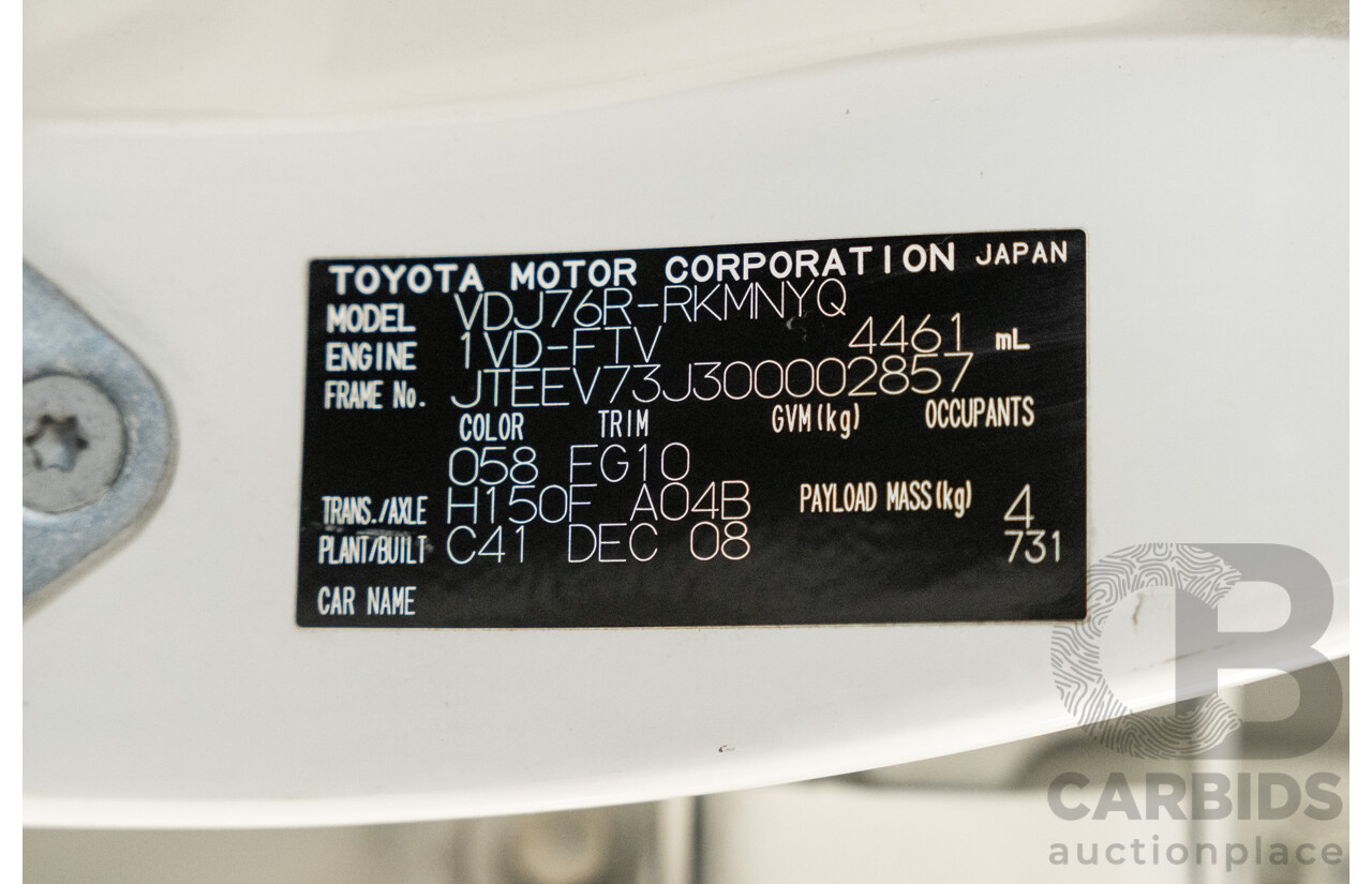 1/2009 Toyota Landcruiser GXL (4x4) VDJ76R 09 Upgrade 4d Wagon White Turbo Diesel V8 4.5L