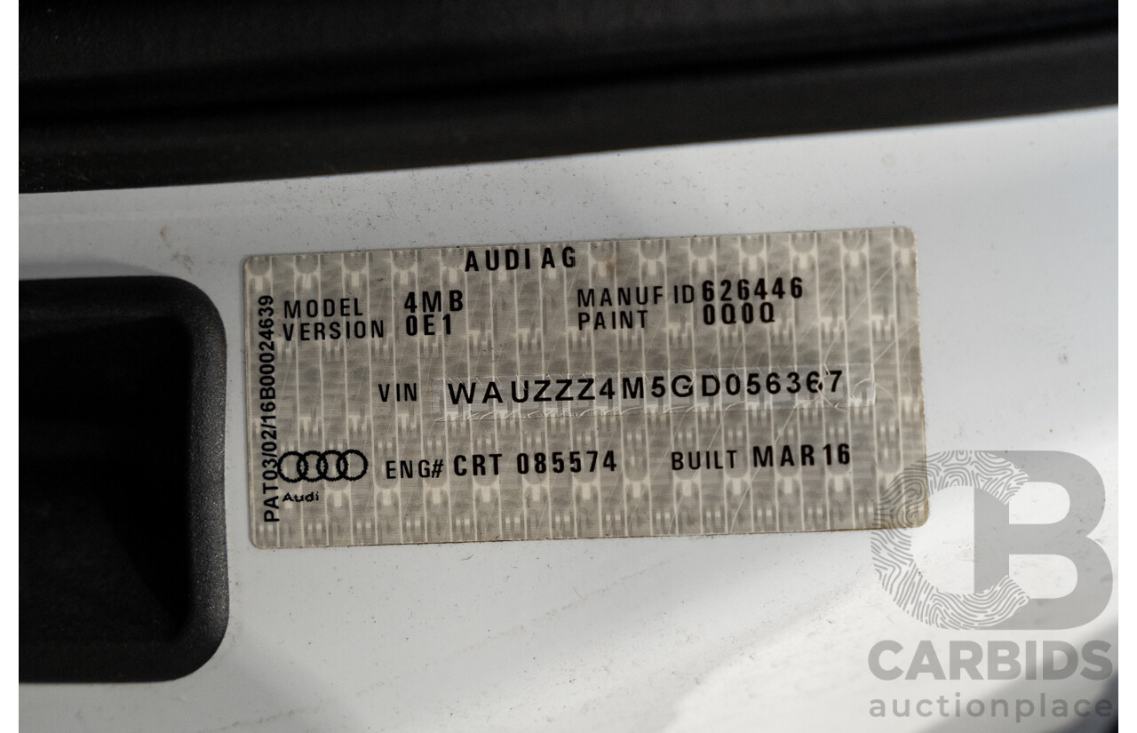 6/2016 Audi Q7 3.0 TDI Quattro (AWD) 4M 4d Wagon Carrara White Turbo Diesel V6 3.0L - 7 Seater