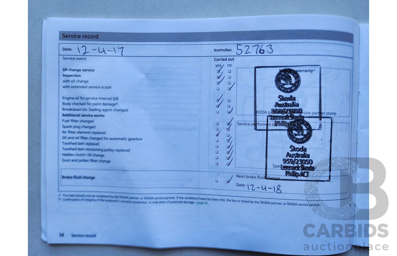 04/2014 Skoda Octavia 103 TSI AMBITION PLUS FWD NE 5D Hatchback White 1.4L