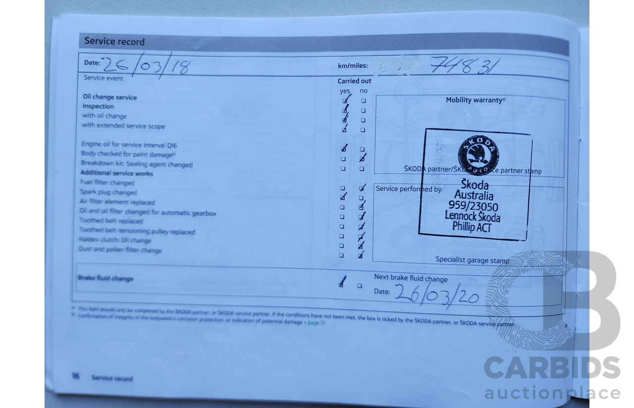 04/2014 Skoda Octavia 103 TSI AMBITION PLUS FWD NE 5D Hatchback White 1.4L