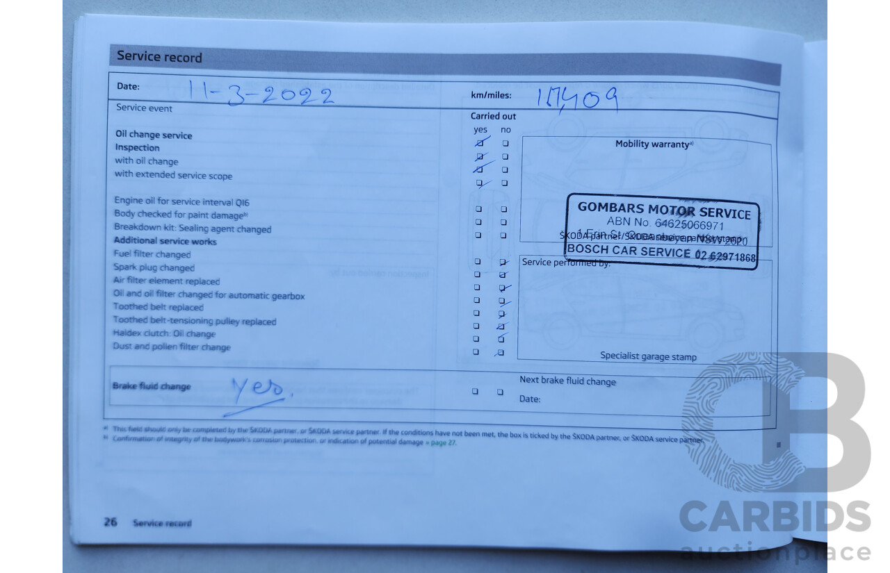 04/2014 Skoda Octavia 103 TSI AMBITION PLUS FWD NE 5D Hatchback White 1.4L