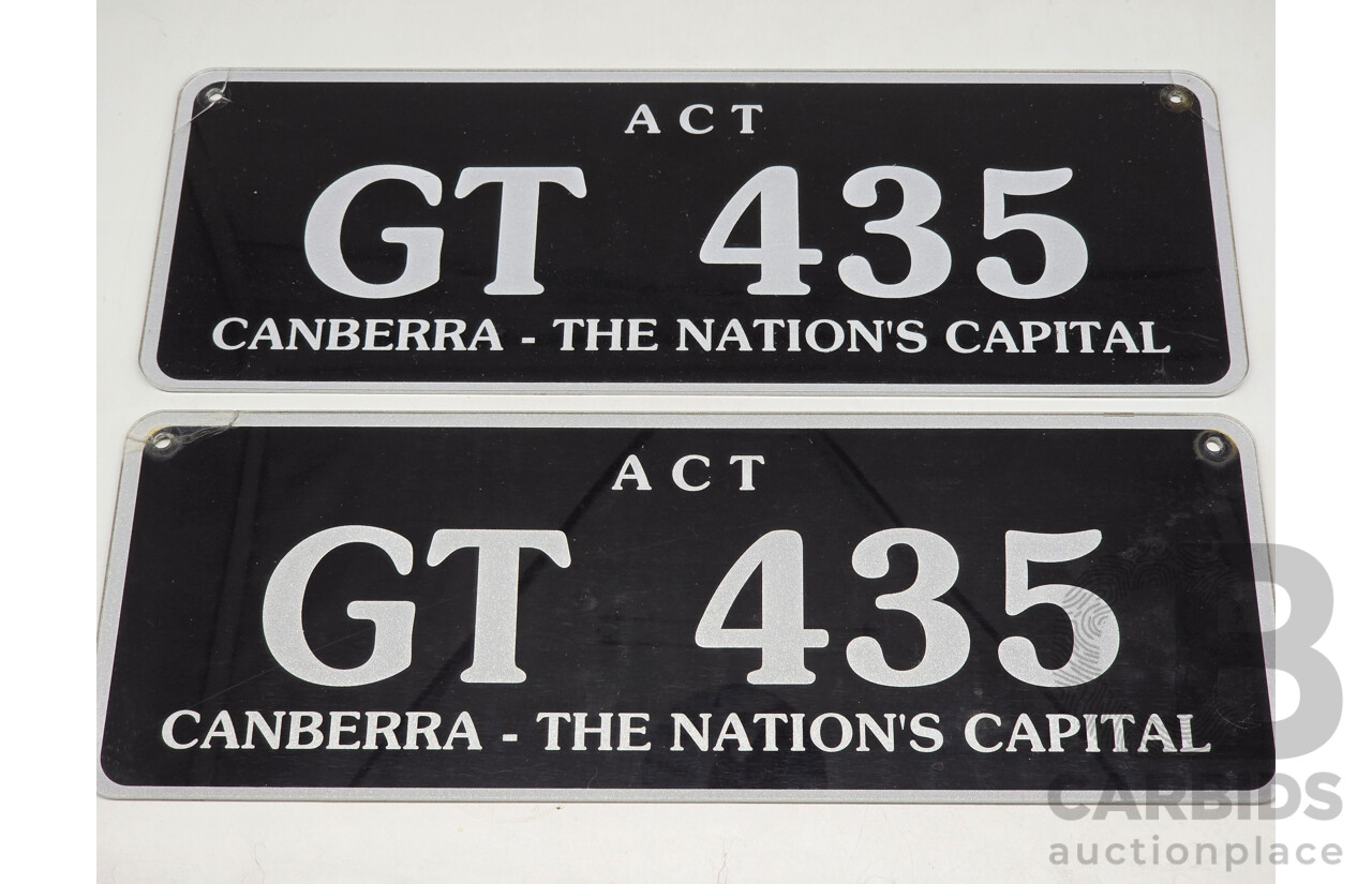 ACT 5 Character Motor Vehicle Number Plate - GT.435