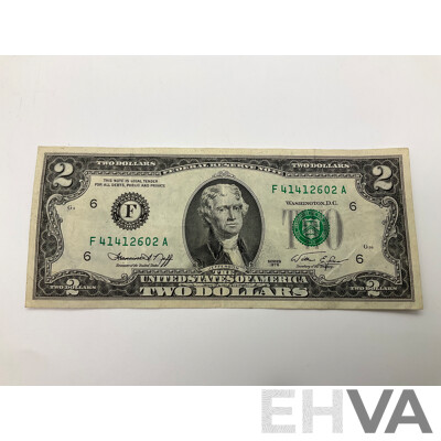 USA Paper Bank Notes Including 1976 Two Dollar, 2017 One Dollar(2) 2013 Five Dollars(2) 2009 One Dollar