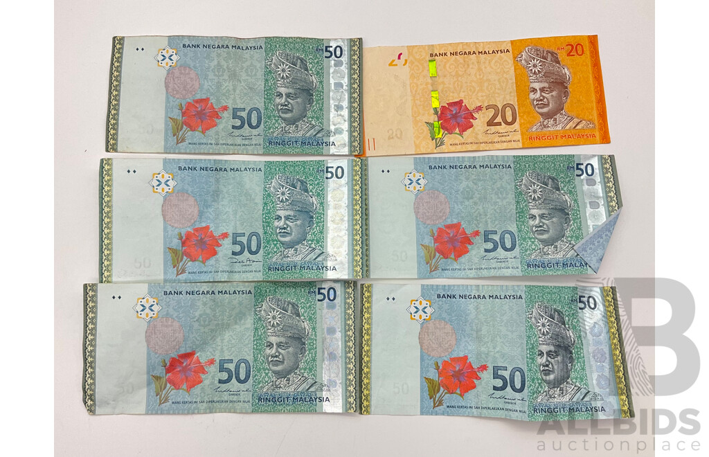 Six Malaysian Polymer Bank Notes