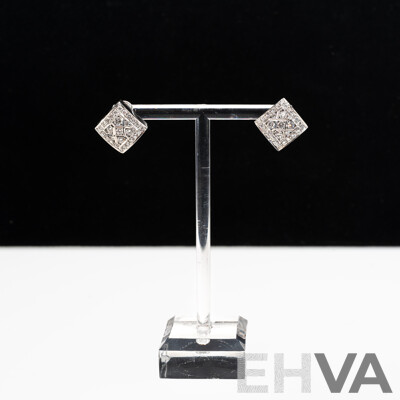 18ct Diamond Square Set Cluster Earrings, Designed & Manufactured in Europe, Est TDW 2.0ct, 12.87 Grams