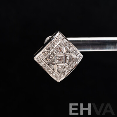 18ct Diamond Square Set Cluster Earrings, Designed & Manufactured in Europe, Est TDW 2.0ct, 12.87 Grams