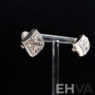 18ct Diamond Square Set Cluster Earrings, Designed & Manufactured in Europe, Est TDW 2.0ct, 12.87 Grams