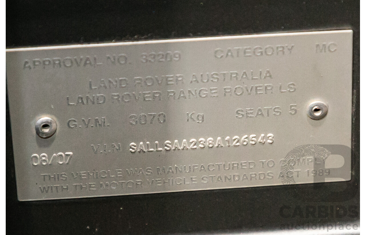 8/2007 Land Rover Range Rover Sport 3.6 TDV8 (4x4) MY07 4d Wagon Stornoway Grey Metallic Turbo Diesel V8 3.6L