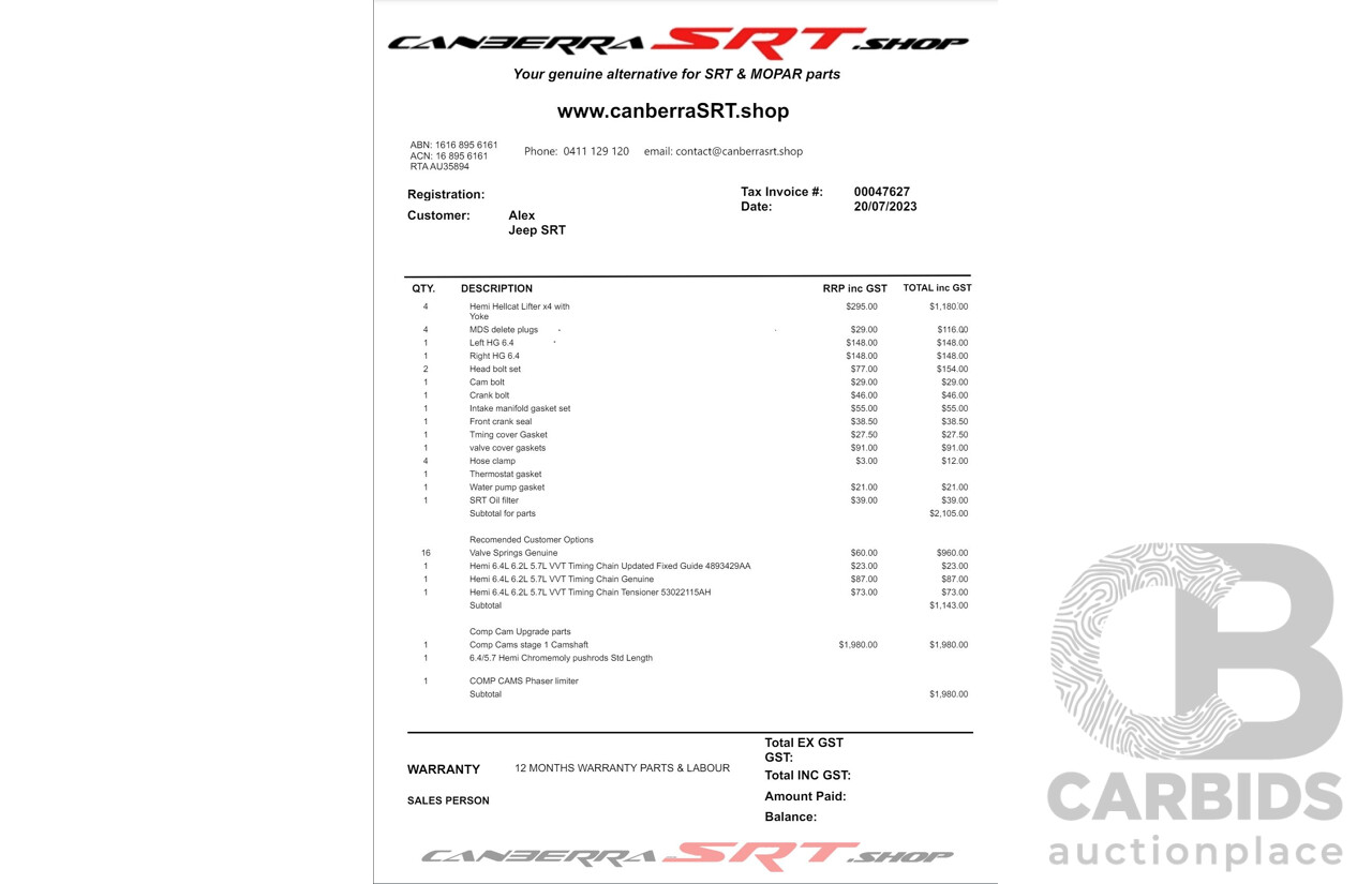 12/2012 Jeep Grand Cherokee SRT 8 (4x4) WK MY13 4d Wagon Mineral Grey Metallic V8 6.4L - Modified