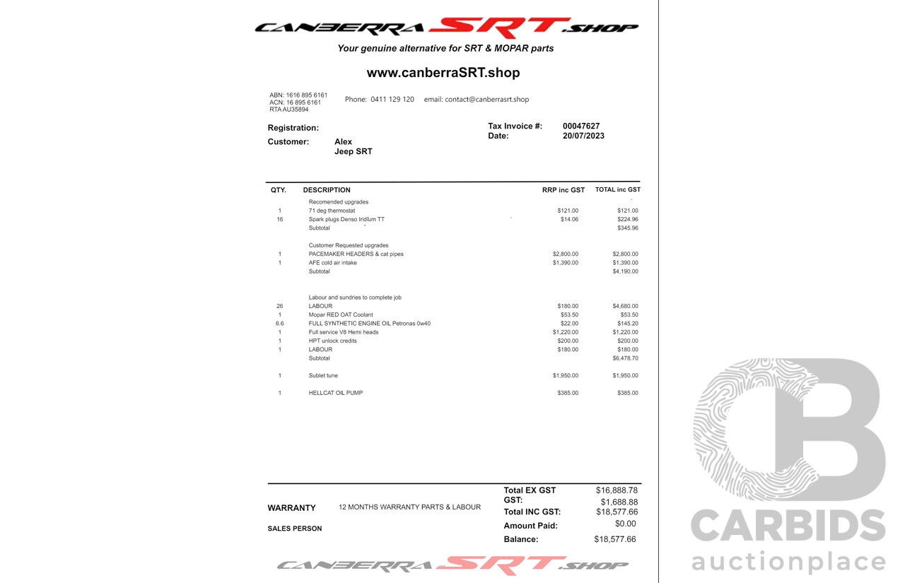 12/2012 Jeep Grand Cherokee SRT 8 (4x4) WK MY13 4d Wagon Mineral Grey Metallic V8 6.4L - Modified