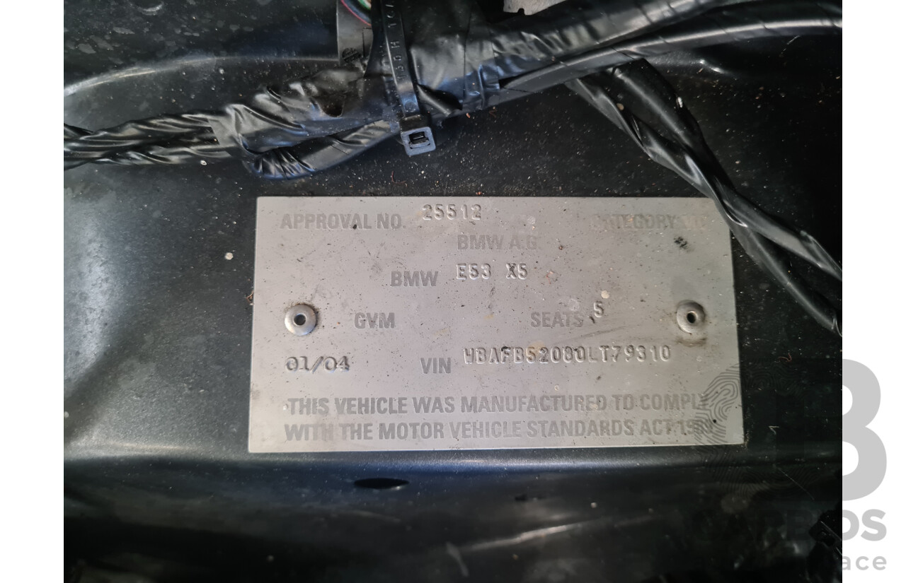 1/2004 BMW X5 4.4i E53 (4x4) 4d Wagon Metallic Grey V8 4.4L