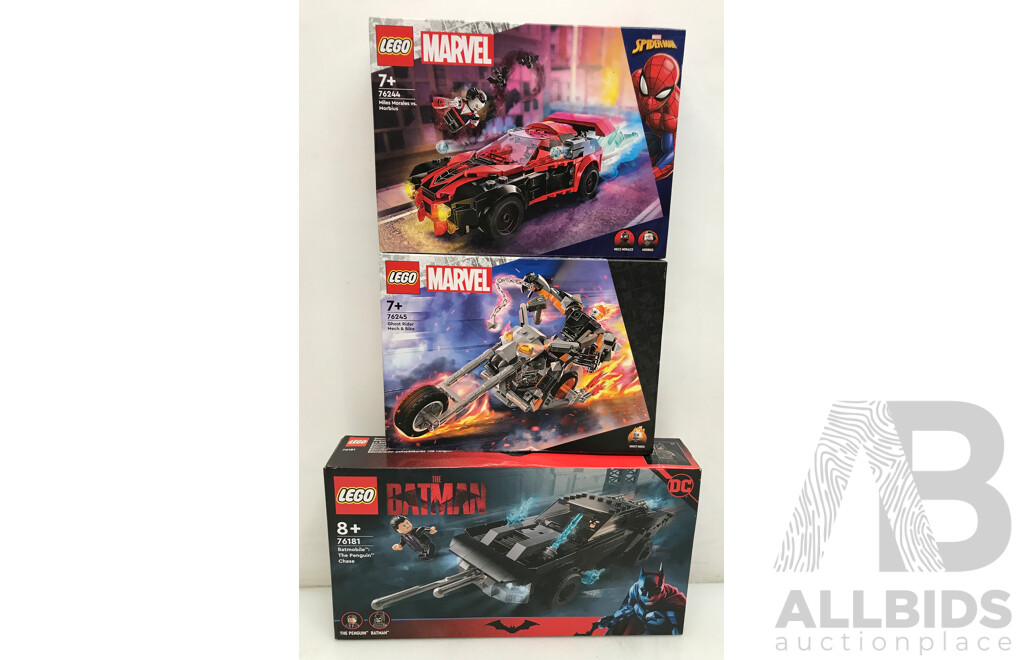 Assorted Lego - Batman, Spider-Man, and Ghost Rider - Lot of 3