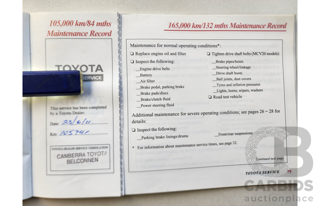 08/2001 Toyota Camry TOURING FWD MCV20R 4D Sedan Green 3.0L