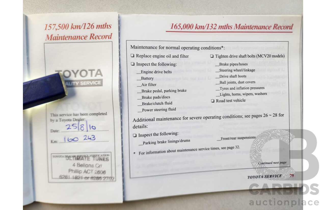 08/2001 Toyota Camry TOURING FWD MCV20R 4D Sedan Green 3.0L