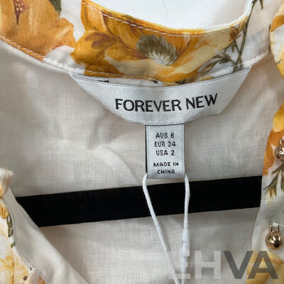 FOREVER NEW Tropical Green & Golden Colvin Floral Dress - Size 6