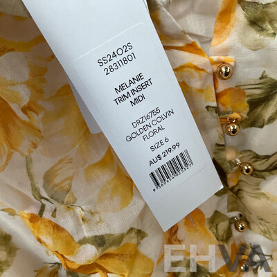 FOREVER NEW Tropical Green & Golden Colvin Floral Dress - Size 6